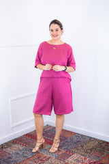 Conjunto Dulce – Blusa Oversized e Bermuda com Bolsos em Linho Light - Naguirre Shop