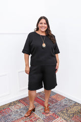 Conjunto Dulce – Blusa Oversized e Bermuda com Bolsos em Linho Light - Naguirre Shop