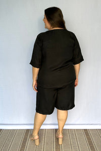 Conjunto Dulce – Blusa Oversized e Bermuda com Bolsos em Linho Light - Naguirre Shop