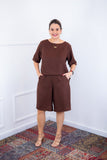 Conjunto Dulce – Blusa Oversized e Bermuda com Bolsos em Linho Light - Naguirre Shop