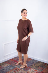 Conjunto Dulce – Blusa Oversized e Bermuda com Bolsos em Linho Light - Naguirre Shop