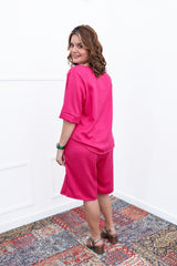 Conjunto Dulce – Blusa Oversized e Bermuda com Bolsos em Linho Light - Naguirre Shop