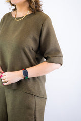 Conjunto Dulce – Blusa Oversized e Bermuda com Bolsos em Linho Light - Naguirre Shop