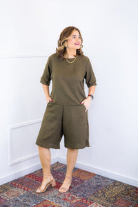 Conjunto Dulce – Blusa Oversized e Bermuda com Bolsos em Linho Light - Naguirre Shop