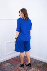 Conjunto Dulce – Blusa Oversized e Bermuda com Bolsos em Linho Light - Naguirre Shop
