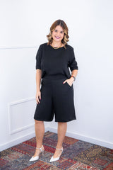 Conjunto Dulce – Blusa Oversized e Bermuda com Bolsos em Linho Light - Naguirre Shop