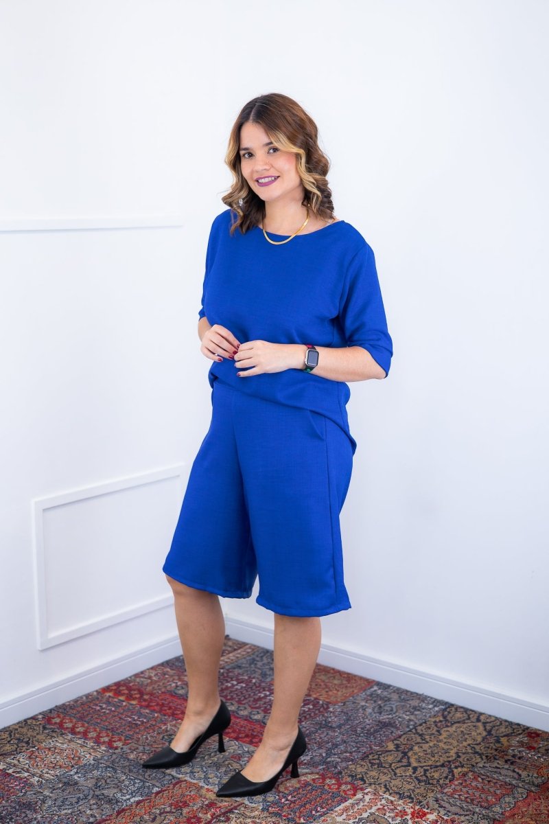 Conjunto Dulce – Blusa Oversized e Bermuda com Bolsos em Linho Light - Naguirre Shop