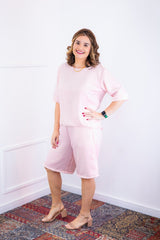 Conjunto Dulce – Blusa Oversized e Bermuda com Bolsos em Linho Light - Naguirre Shop