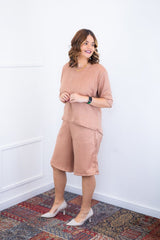 Conjunto Dulce – Blusa Oversized e Bermuda com Bolsos em Linho Light - Naguirre Shop