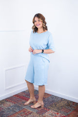Conjunto Dulce – Blusa Oversized e Bermuda com Bolsos em Linho Light - Naguirre Shop
