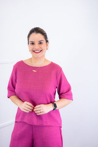 Conjunto Dulce – Blusa Oversized e Bermuda com Bolsos em Linho Light - Naguirre Shop