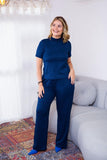 Conjunto Elizabeth - Calça Pantalona em Malha Canelada - Naguirre Shop