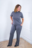 Conjunto Elizabeth - Calça Pantalona em Malha Canelada - Naguirre Shop