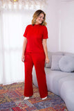 Conjunto Elizabeth - Calça Pantalona em Malha Canelada - Naguirre Shop