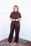 Conjunto Elizabeth - Calça Pantalona em Malha Canelada - Naguirre Shop