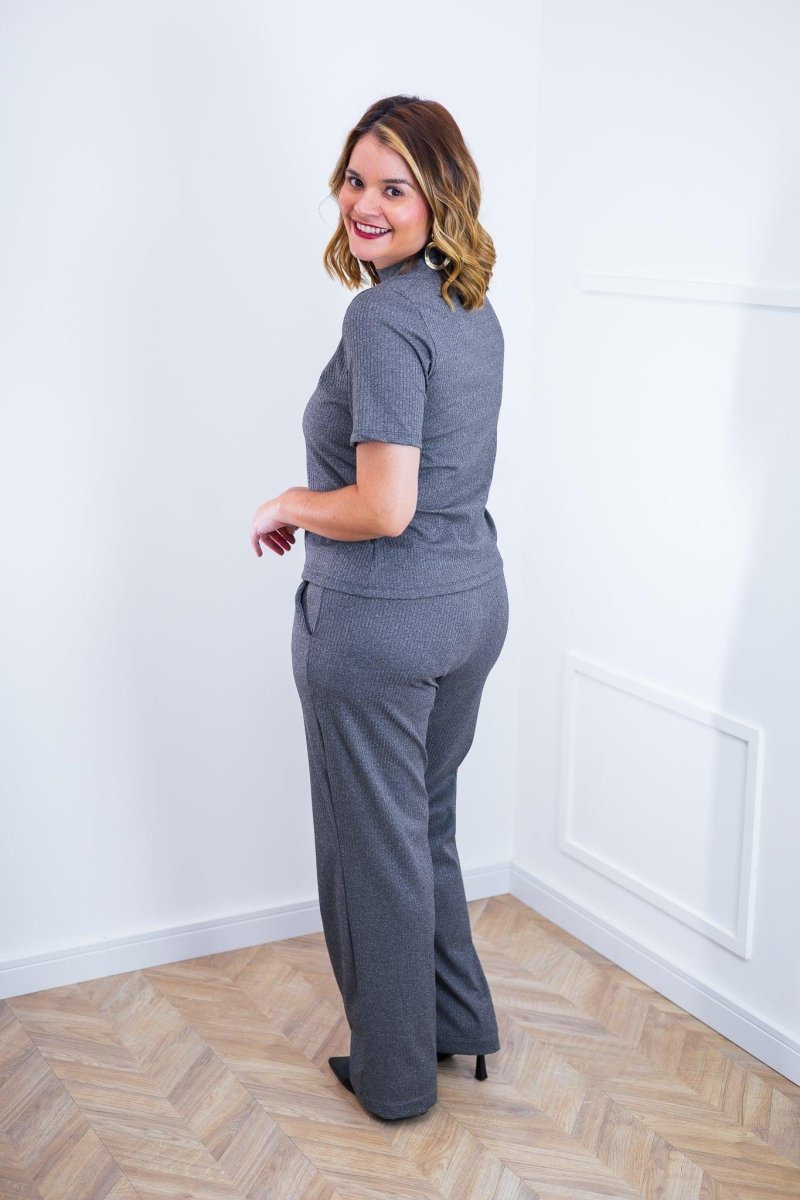 Conjunto Elizabeth - Calça Pantalona em Malha Canelada - Naguirre Shop