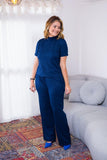 Conjunto Elizabeth - Calça Pantalona em Malha Canelada - Naguirre Shop