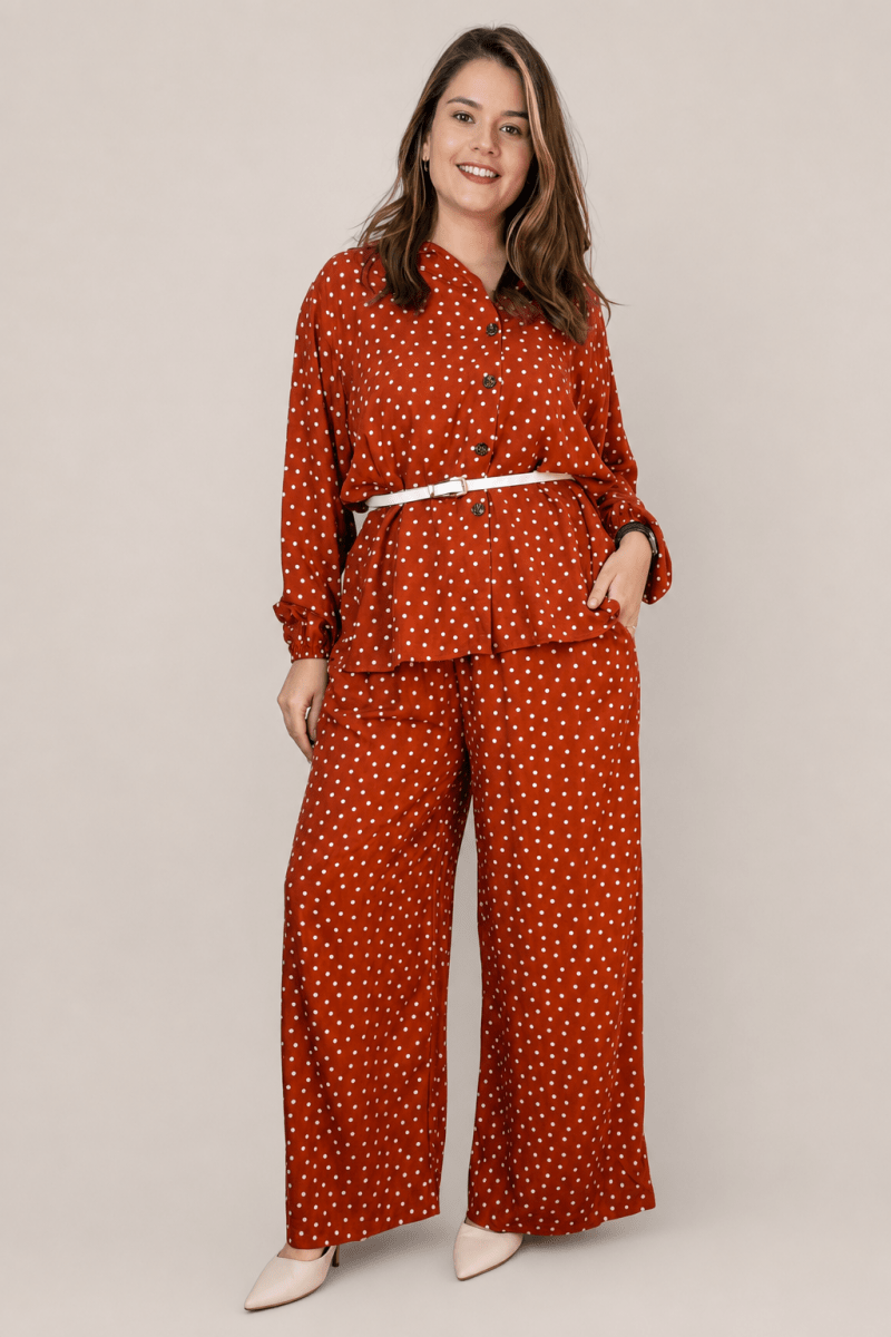 Conjunto em Viscolinho com Calça Pantalona e Camisa Moda Italiana Toscana - Naguirre Shop