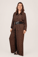 Conjunto em Viscolinho com Calça Pantalona e Camisa Moda Italiana Toscana - Naguirre Shop