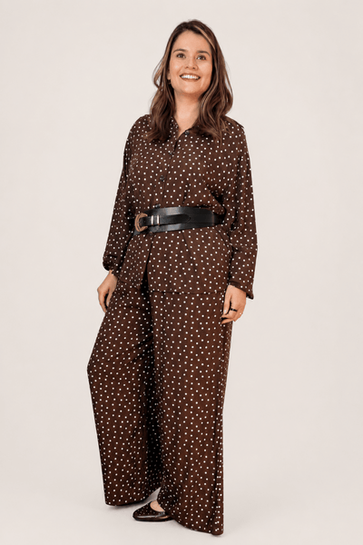 Conjunto em Viscolinho com Calça Pantalona e Camisa Moda Italiana Toscana - Naguirre Shop