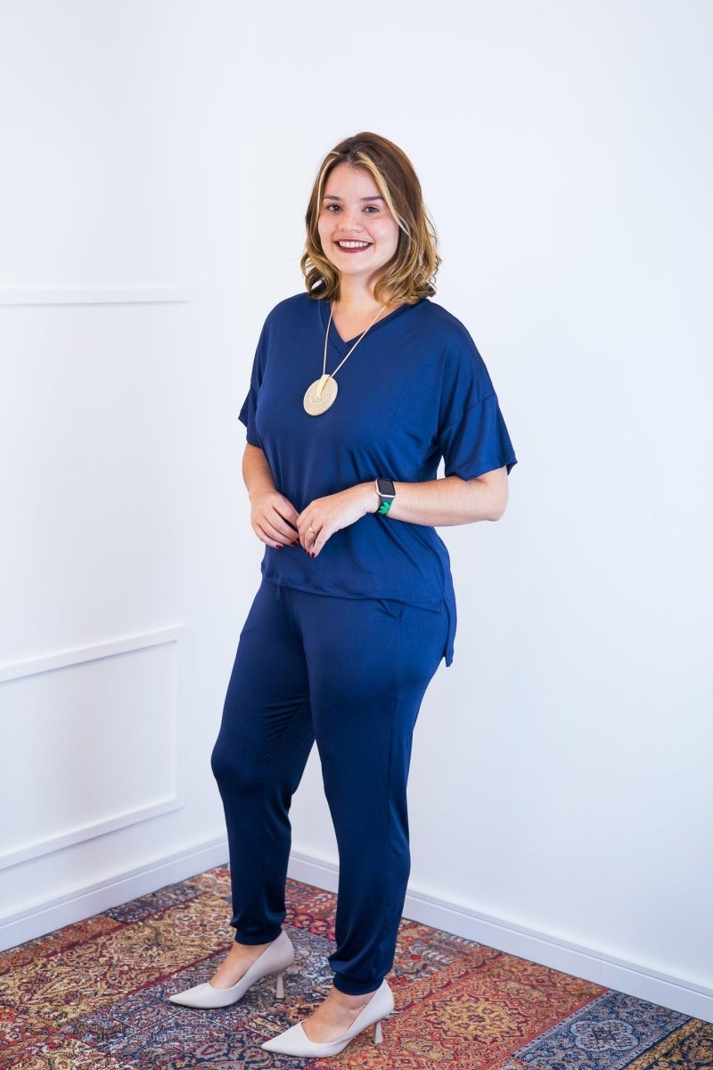 Conjunto Flórida - Malha Confort Calça e Blusa de Gola V - Naguirre Shop