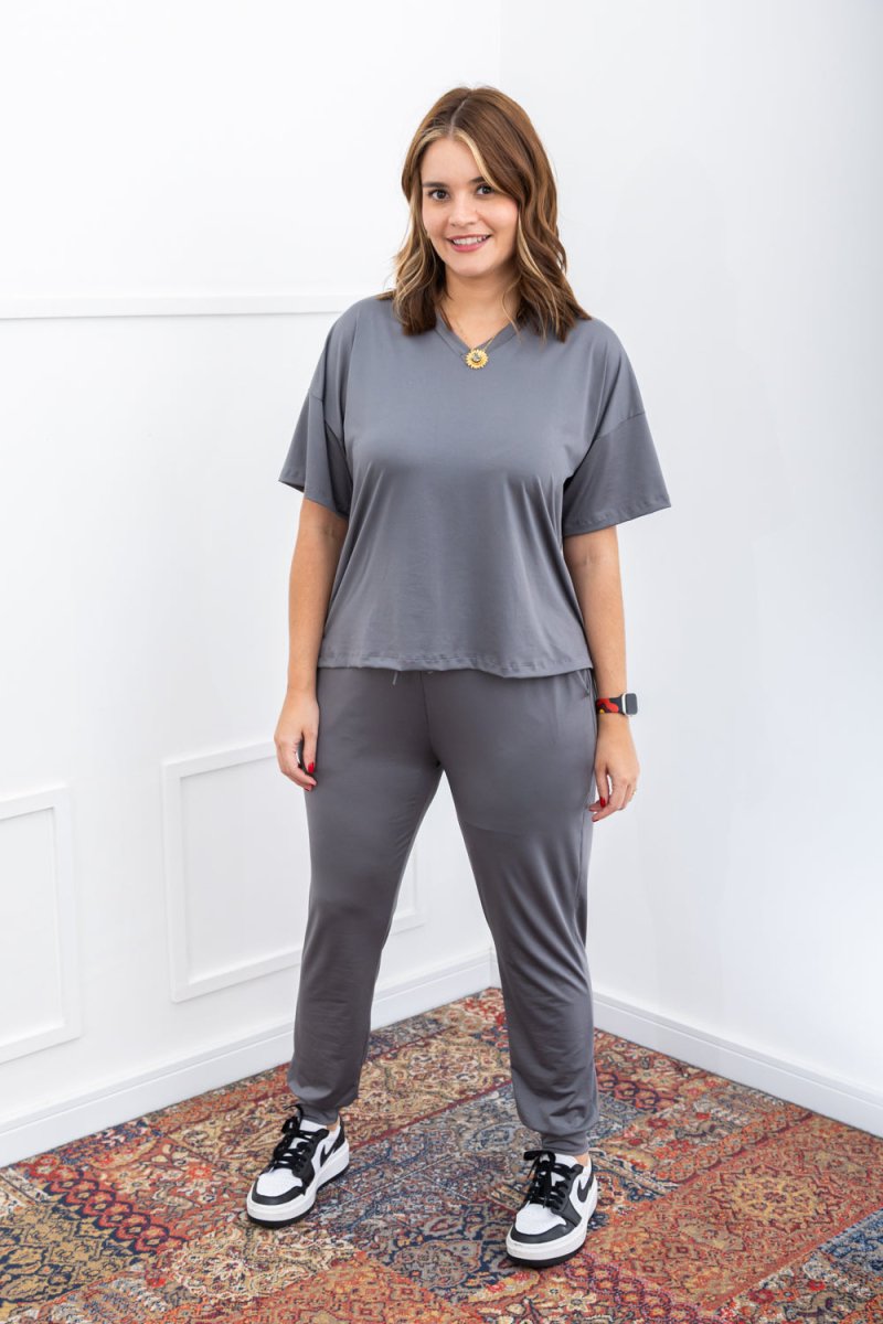 Conjunto Flórida - Malha Confort Calça e Blusa de Gola V - Naguirre Shop