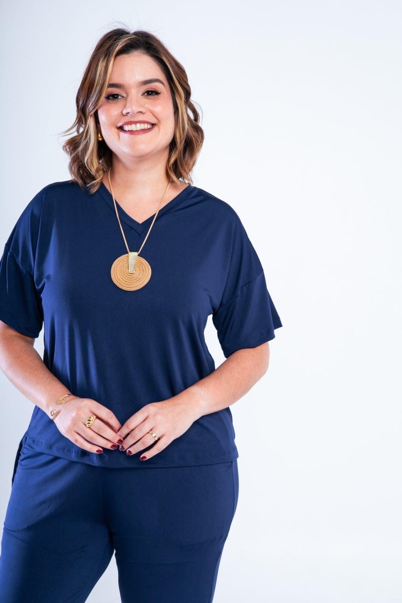 Conjunto Flórida - Malha Confort Calça e Blusa de Gola V - Naguirre Shop