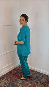 Conjunto Flórida - Malha Confort Calça e Blusa de Gola V - Naguirre Shop