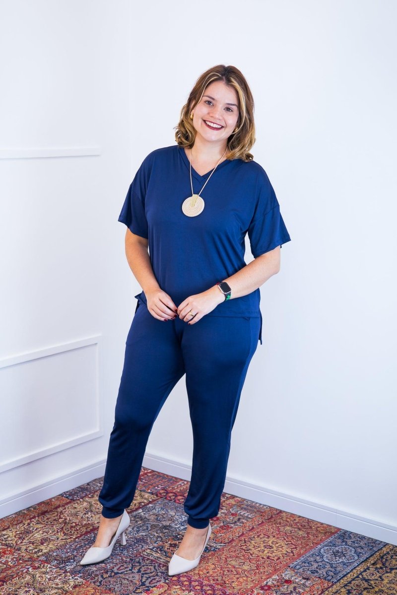 Conjunto Flórida - Malha Confort Calça e Blusa de Gola V - Naguirre Shop