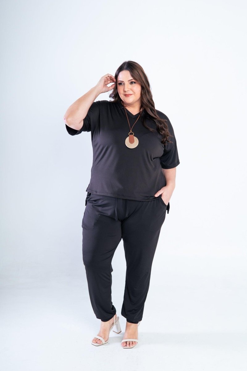 Conjunto Flórida - Malha Confort Calça e Blusa de Gola V - Naguirre Shop