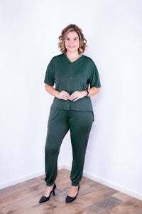 Conjunto Flórida - Malha Confort Calça e Blusa de Gola V - Naguirre Shop