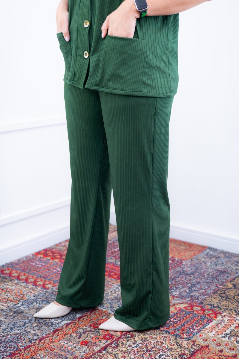 Conjunto Itália - Em Malha Canelada com Colete de Botões e Calça Pantalona - Naguirre Shop