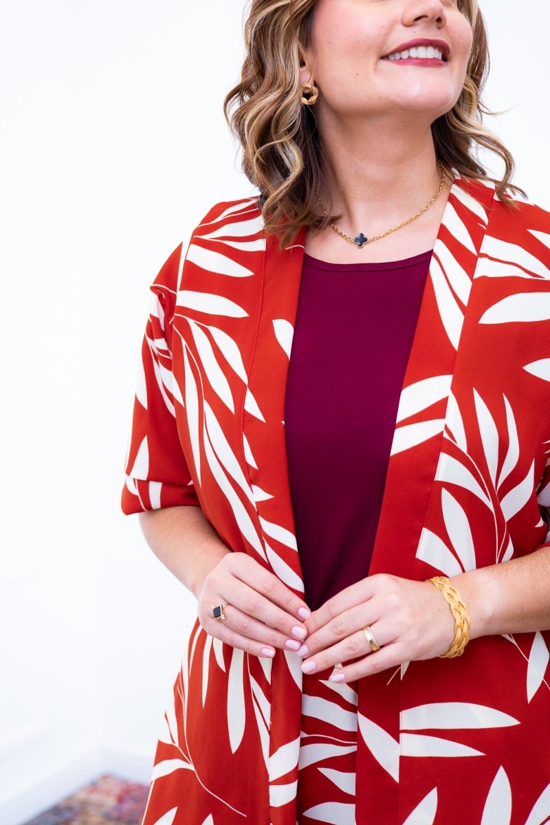 Conjunto Kimono Dora - Oversized Estampado e Bermuda em Crepe - Naguirre Shop