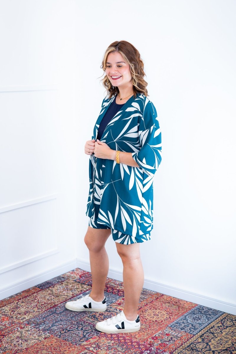 Conjunto Kimono Dora - Oversized Estampado e Bermuda em Crepe - Naguirre Shop