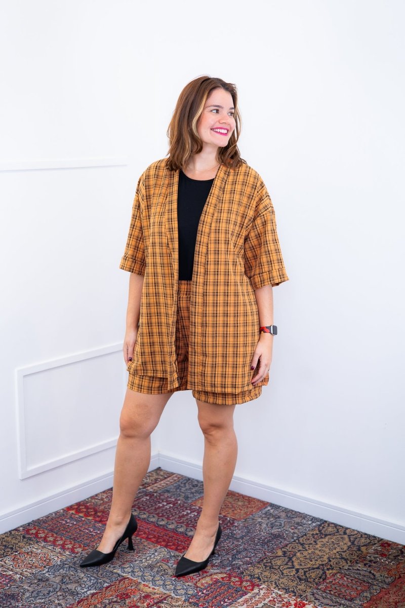 Conjunto Kimono Dora - Oversized Estampado e Bermuda em Crepe - Naguirre Shop