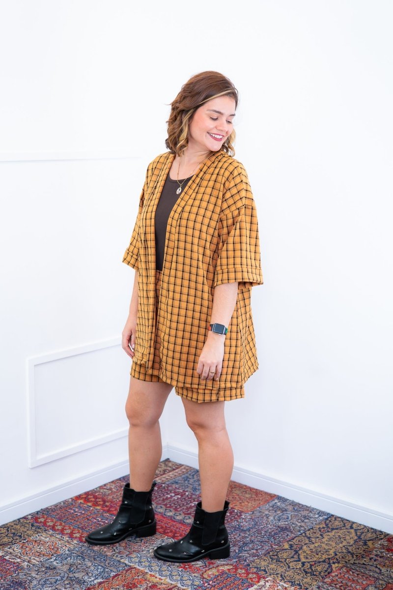 Conjunto Kimono Dora - Oversized Estampado e Bermuda em Crepe - Naguirre Shop