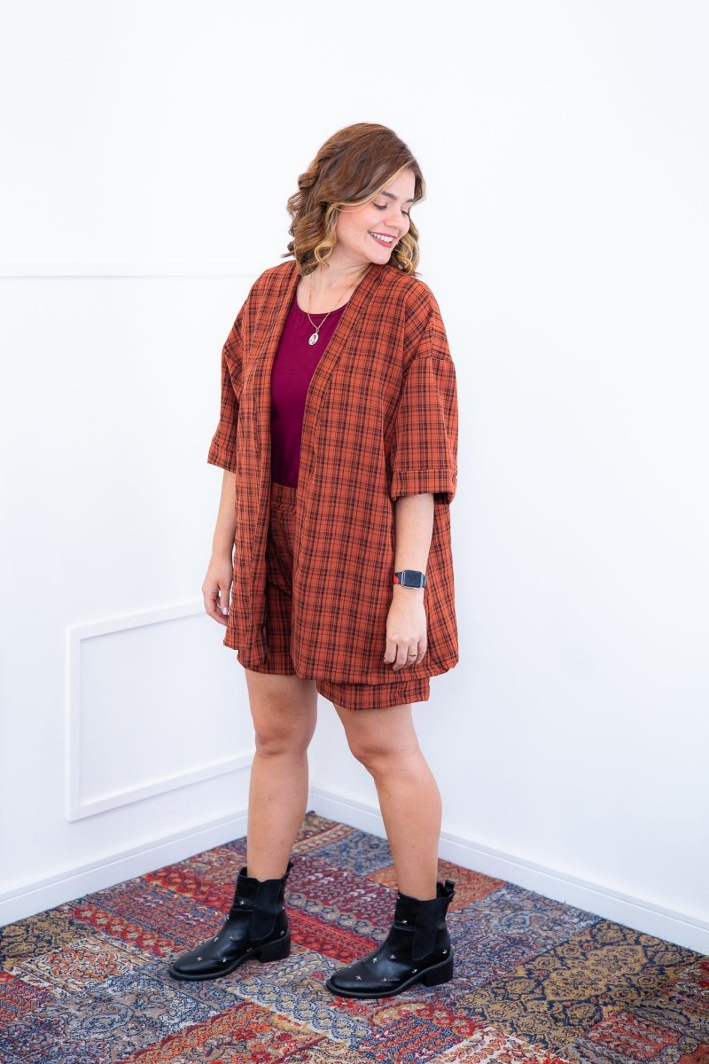 Conjunto Kimono Dora - Oversized Estampado e Bermuda em Crepe - Naguirre Shop