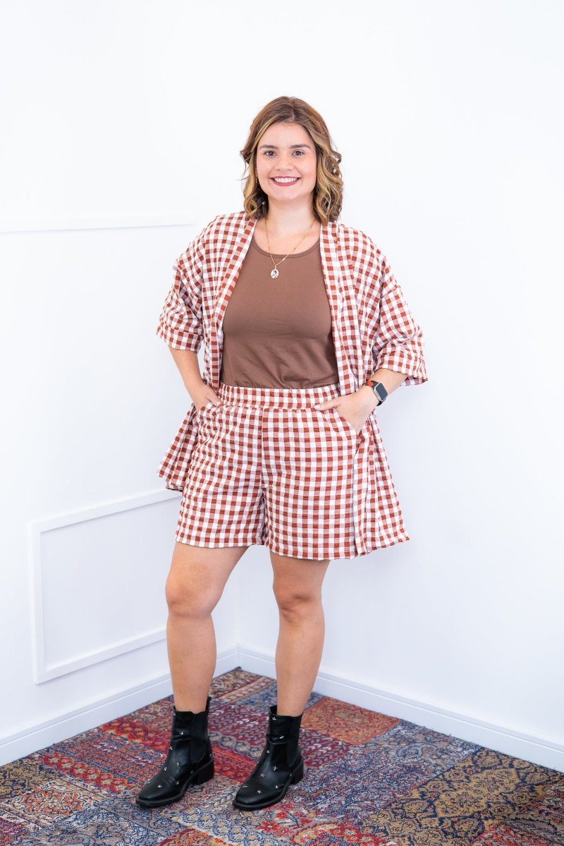 Conjunto Kimono Dora - Oversized Estampado e Bermuda em Crepe - Naguirre Shop