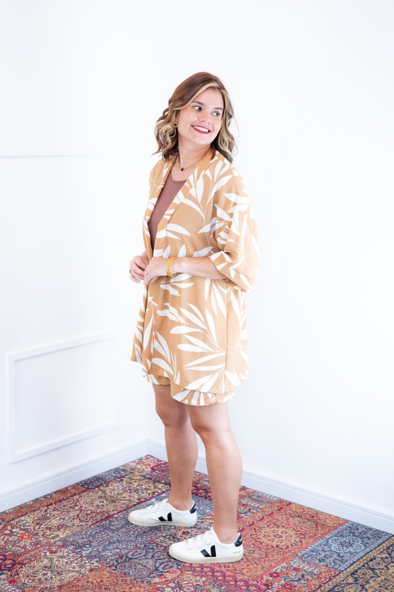 Conjunto Kimono Dora - Oversized Estampado e Bermuda em Crepe - Naguirre Shop