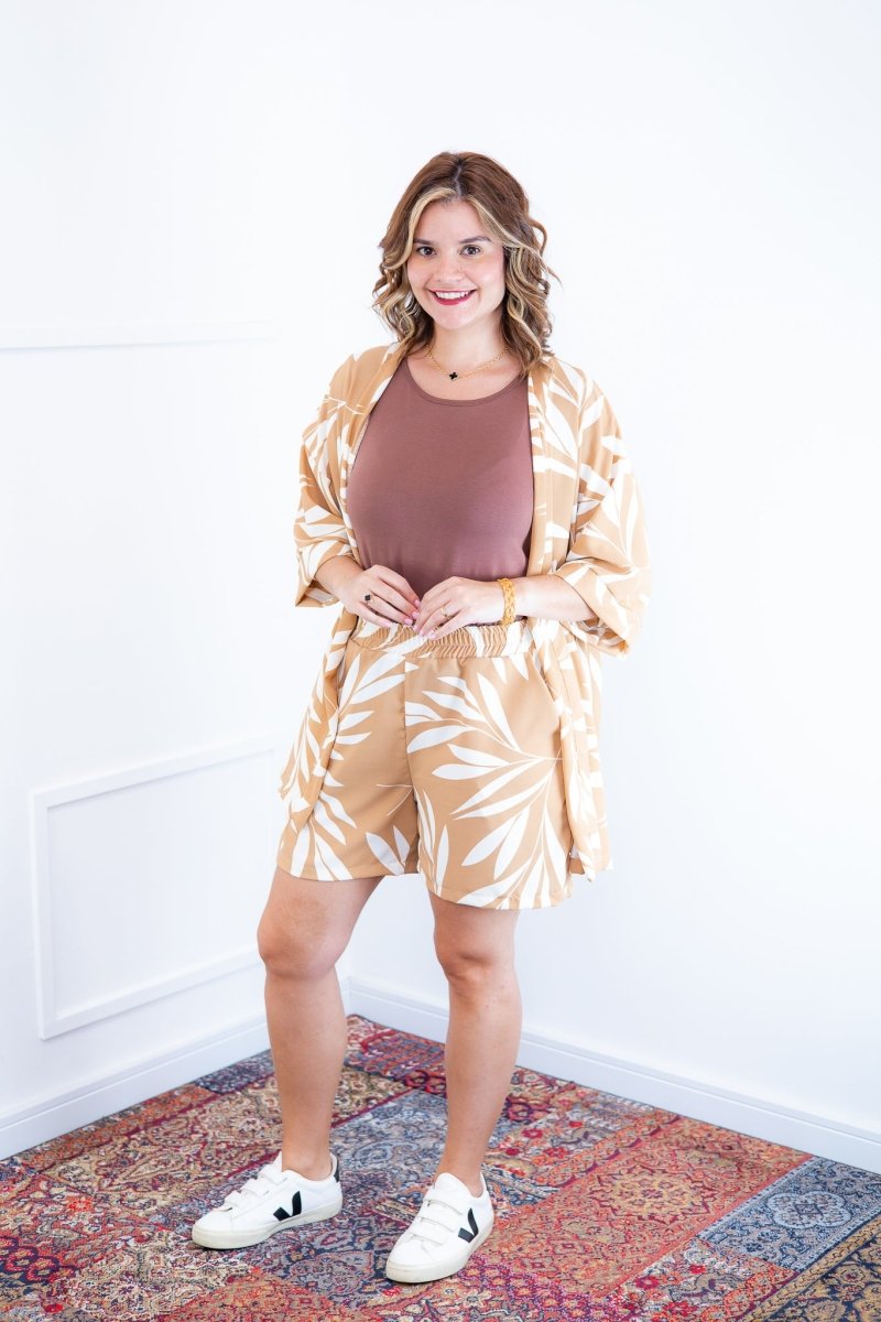 Conjunto Kimono Dora - Oversized Estampado e Bermuda em Crepe - Naguirre Shop