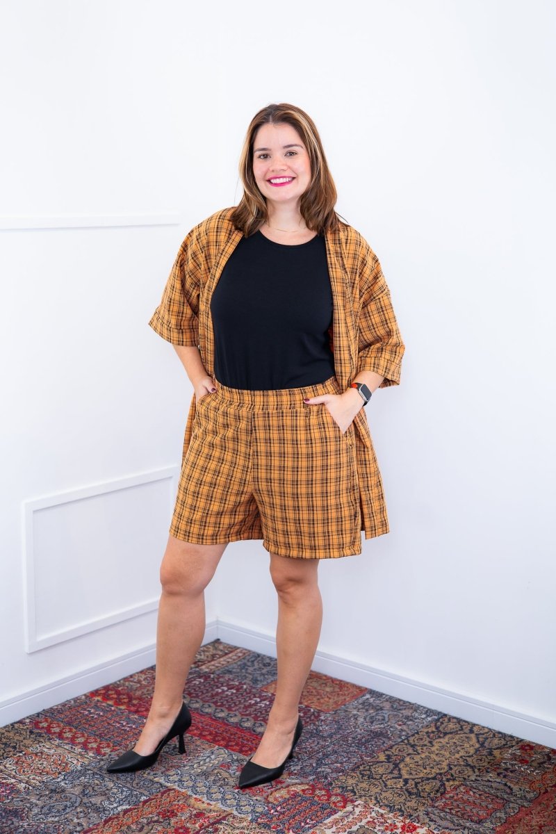 Conjunto Kimono Dora - Oversized Estampado e Bermuda em Crepe - Naguirre Shop