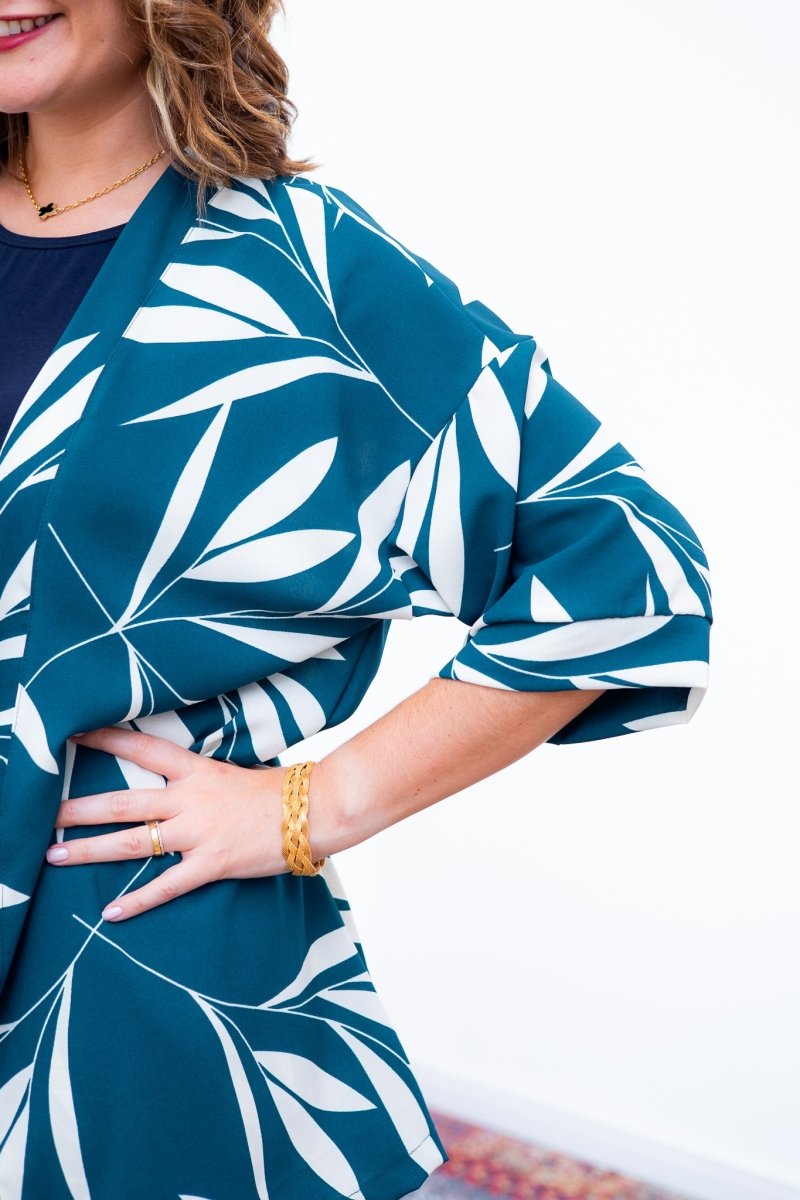 Conjunto Kimono Dora - Oversized Estampado e Bermuda em Crepe - Naguirre Shop
