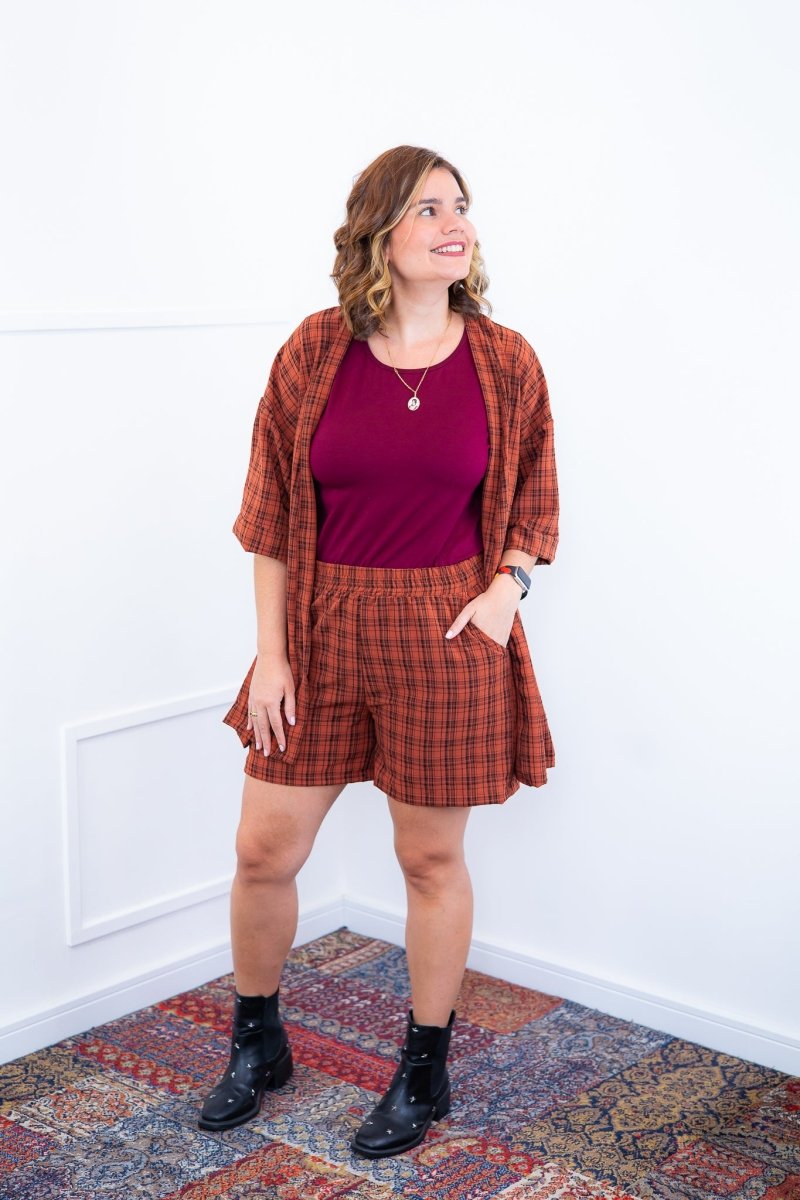 Conjunto Kimono Dora - Oversized Estampado e Bermuda em Crepe - Naguirre Shop