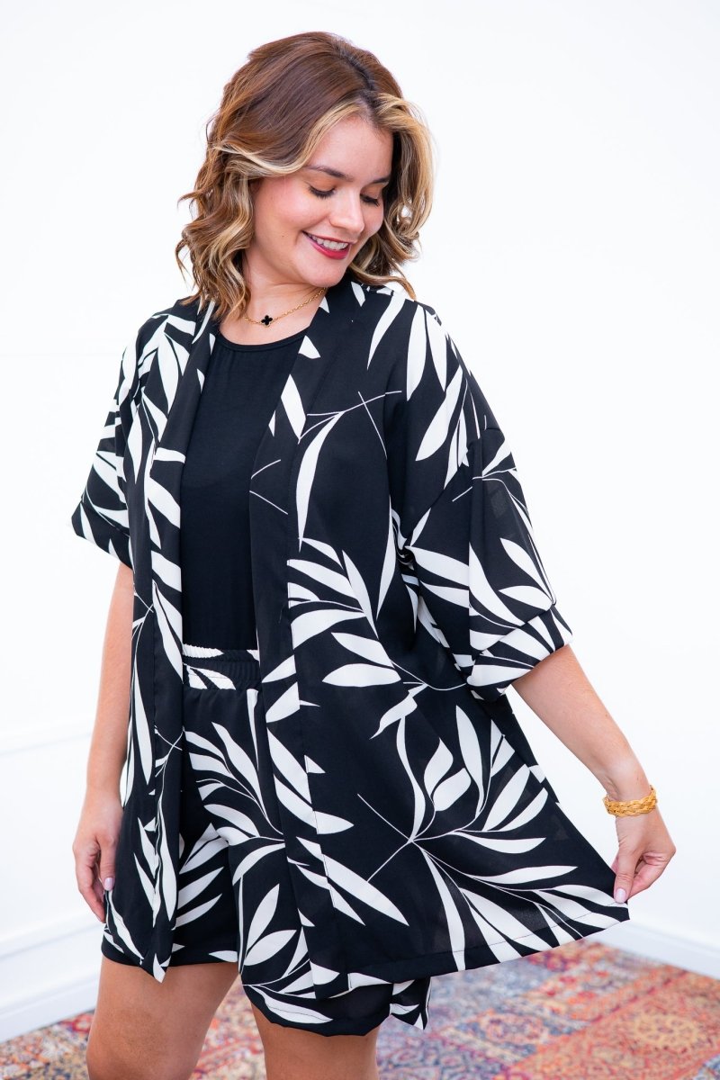Conjunto Kimono Dora - Oversized Estampado e Bermuda em Crepe - Naguirre Shop