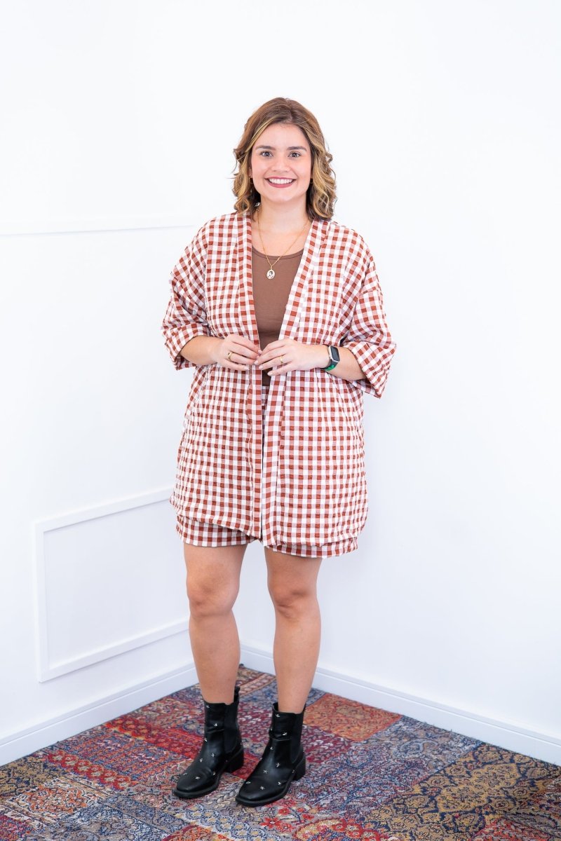 Conjunto Kimono Dora - Oversized Estampado e Bermuda em Crepe - Naguirre Shop