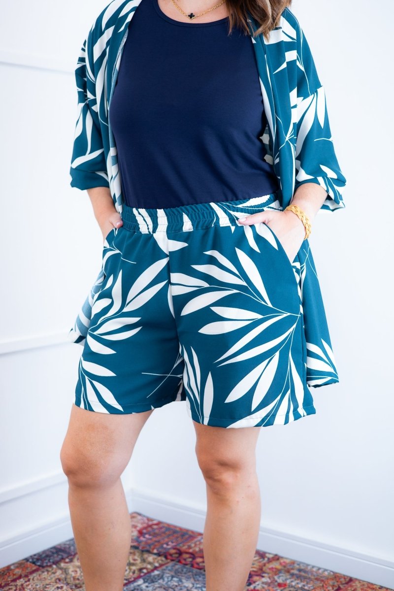 Conjunto Kimono Dora - Oversized Estampado e Bermuda em Crepe - Naguirre Shop