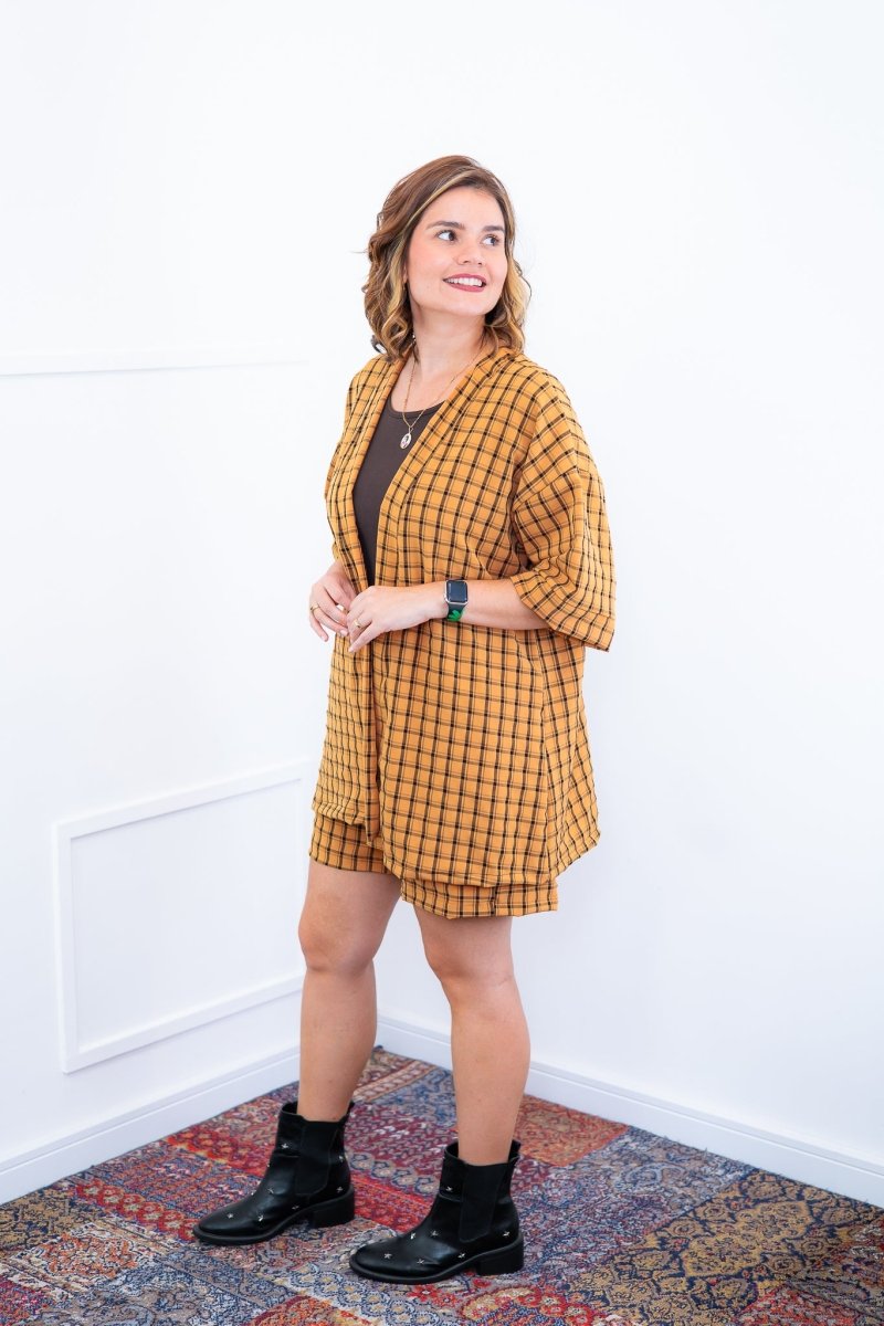 Conjunto Kimono Dora - Oversized Estampado e Bermuda em Crepe - Naguirre Shop