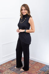 Conjunto Louise – Blusa Assimétrica em Canelado Flex com Pantalona - Naguirre Shop