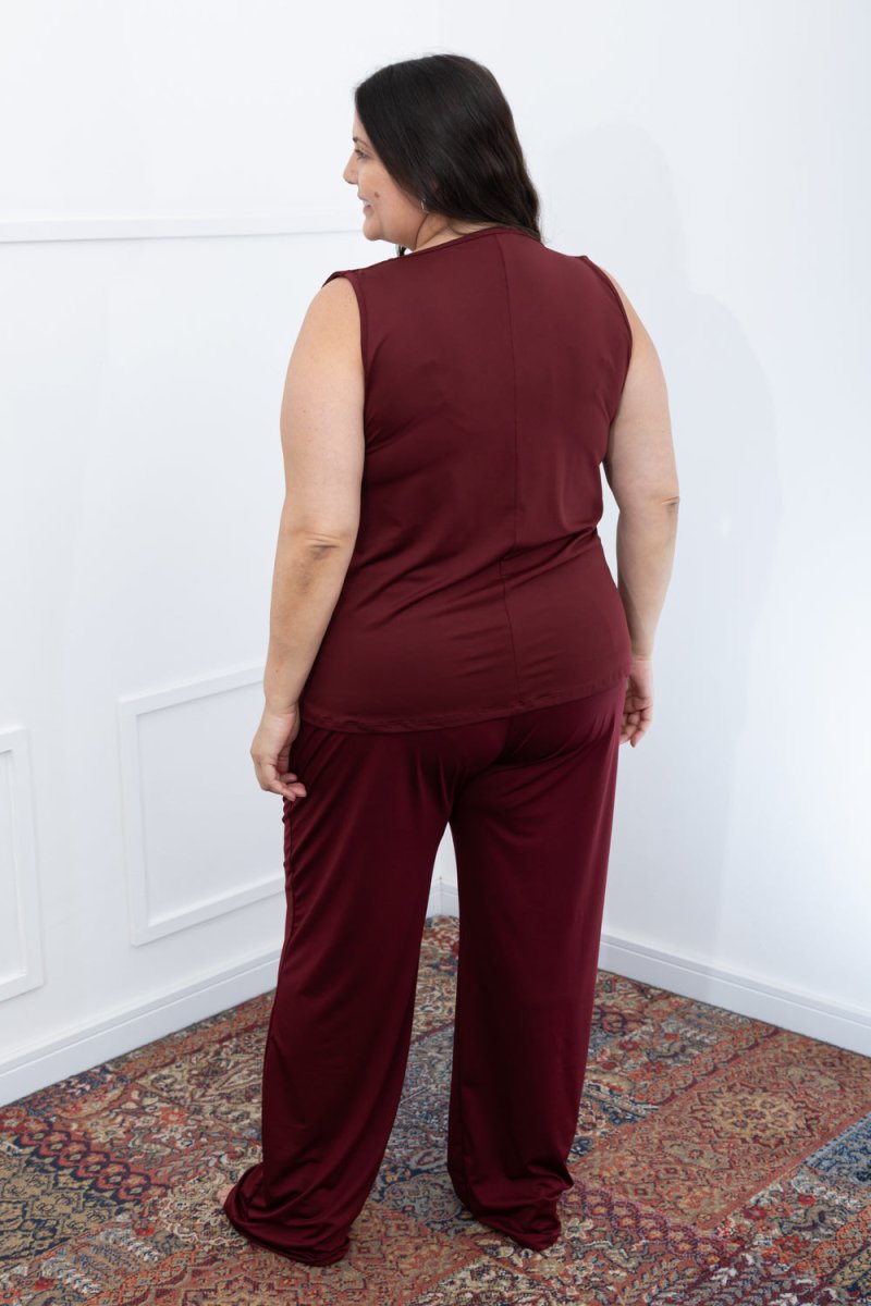Conjunto Malibu – Calça Pantalona e Blusa Drapeada em Malha Confort - Naguirre Shop