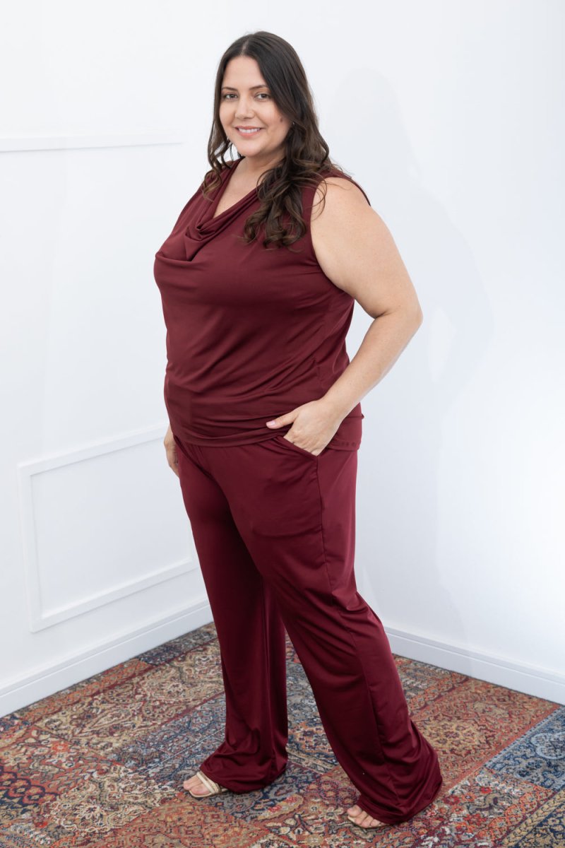 Conjunto Malibu – Calça Pantalona e Blusa Drapeada em Malha Confort - Naguirre Shop